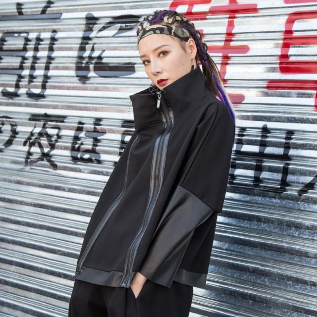 トップス レディース トレーナー モード系 長袖 ハイネック 個性的