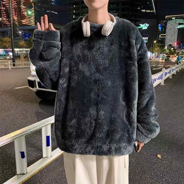 Cph/Golf ボア　黒トレーナー　メンズ M 美品 ボア ニット メンズ ファー セーター トップス トレーナー あったか 黒