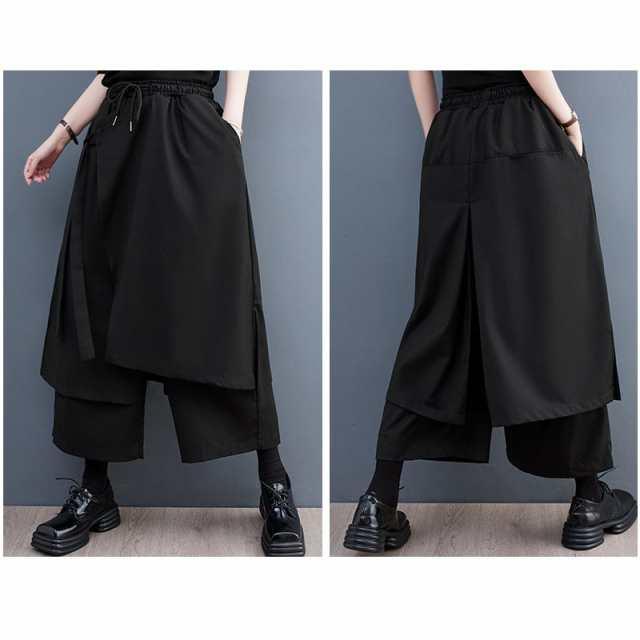 Y's　ワイズ　ウエストコードパンツスカート　袴パンツ　サルエル　変形　2　黒 スカートパンツ メンズ アシンメトリー 袴パンツ ゆったり
