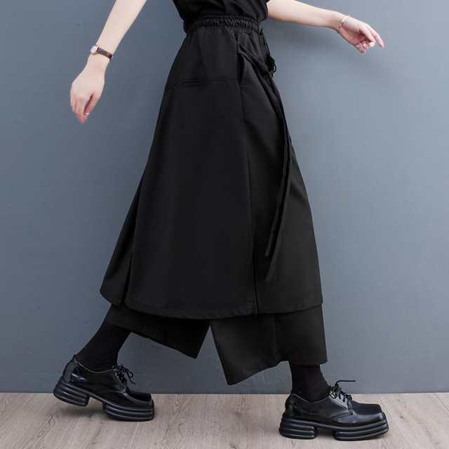 Y's　ワイズ　ウエストコードパンツスカート　袴パンツ　サルエル　変形　2　黒 Amazon | [Le sucood] 袴パンツ ブラック ドレープスカート