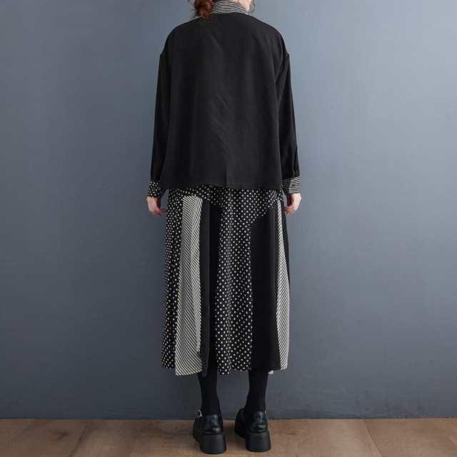 ジャンティ　トップス　カナエダンスブラックドット柄スカートセットアップM ジャンティ トップス カナエダンスブラックドット柄スカート
