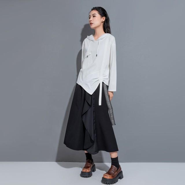 スカート モード系 ロング 個性的 Aライン ミドル丈 レディース フリル