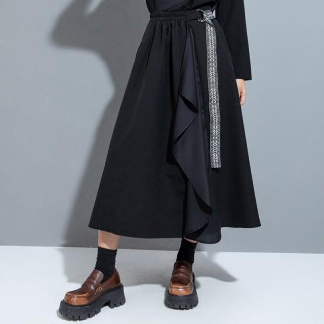 スカート モード系 ロング 個性的 Aライン ミドル丈 レディース フリル 
