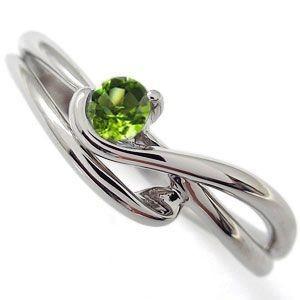 ペリドットリング 8月誕生石 シンプル ペリドット 指輪 K18 ファランジリング