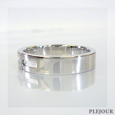 ダイヤモンド リングペアリング ブルーダイヤ約0.02ｃｔ K18WG指輪｜plejour｜05