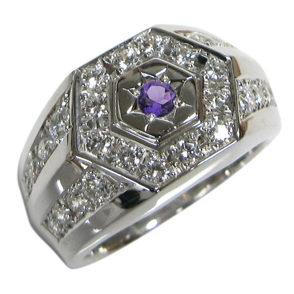 アメシストリング プラチナ 印台 指輪 クリスマス ポイント消化