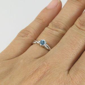 ブルートパーズ 指輪 K18 シンプル 一粒 リングの画像