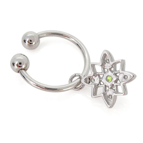 フープピアス 18k 小さめ ノンホールピアス 揺れる 星 イヤリング