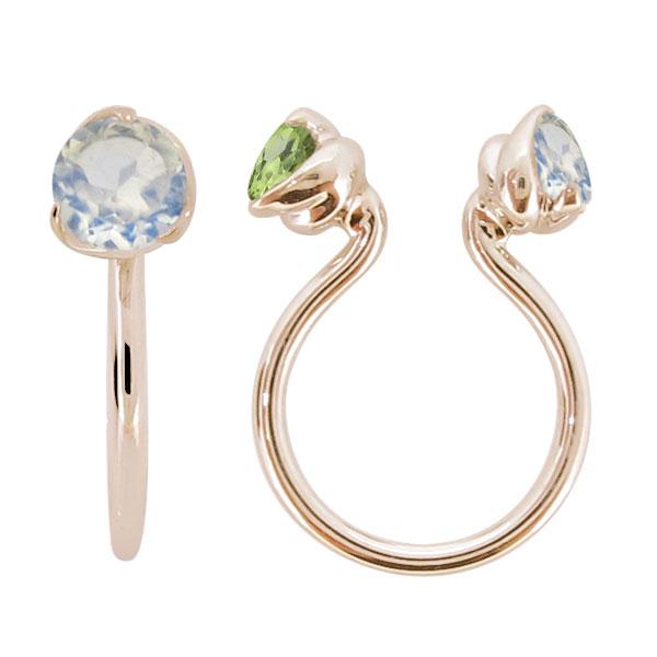 希少 大人気 イヤーカフ シンプル レディース イヤリング おしゃれ K10 ロイヤルブルームーンストーン フープイヤリング 片耳 ピンクゴールド 100 安心保証 Www Skylanceronline Com