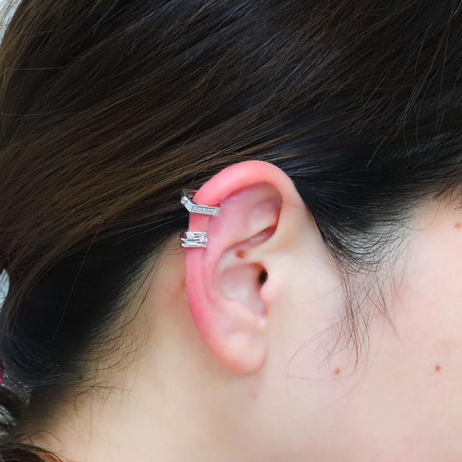 イヤーカフ イヤリング レディース ダイヤモンド イヤカフ 片耳 スクエア 10金 10k 10月誕生石 リバーシブル ダイヤモンド 片耳 天然石使用 5mm