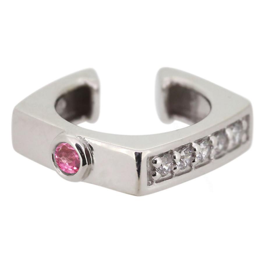 イヤーカフ イヤリング レディース ダイヤモンド イヤカフ 片耳 スクエア 10金 10k 10月誕生石 リバーシブル ダイヤモンド 片耳 天然石使用 5mm