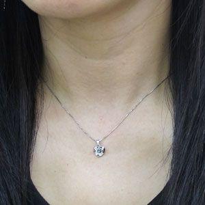 ハート ネックレス K18 一粒 アクアマリンサンタマリア ネックレスの画像