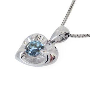 ハート ネックレス K18 一粒 アクアマリンサンタマリア ネックレスの画像