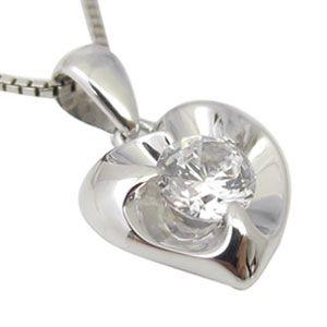 ハート ネックレス K18 一粒 ダイヤモンド ネックレス_3