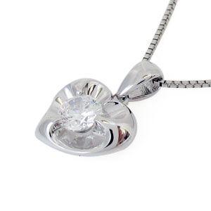 ハート ネックレス K18 一粒 ダイヤモンド ネックレス_4