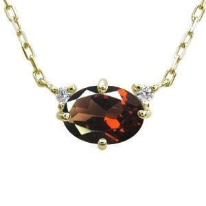 ガーネット ネックレス 大粒 オーバル K10 ペンダント