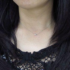 プチ ネックレス スキンジュエリー アクアマリンサンタマリア リボン 一粒_1