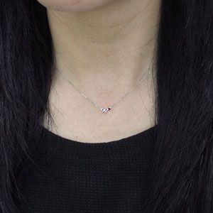 プチ ネックレス スキンジュエリー ルビー リボン 一粒 K10 ペンダント_1