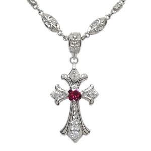 メンズ ネックレス クロス シルバー ルビー : PLEJOUR (プレジュール