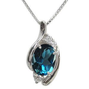 ロンドンブルートパーズ オーバル ネックレス 天然石 レディース 大人 ギフト 誕生石 11月