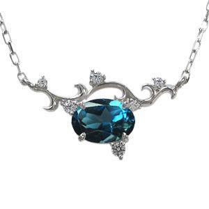 オーバル ロンドンブルートパーズ ネックレス 10金 ペンダント