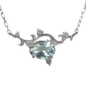 オーバル アクアマリン ネックレス 10金 ペンダント