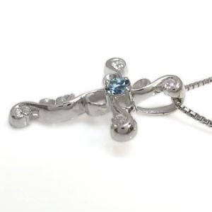 クロス ネックレス 唐草 10金 メンズ アクアマリンサンタマリア ネックレス_4