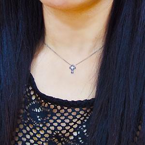 クロス ネックレス 18金 タンザナイトネックレスの画像