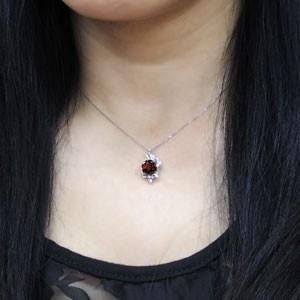 唐草 ネックレス ガーネット 一粒 K18 ネックレス
