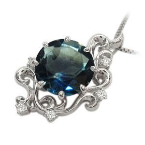 ロンドンブルートパーズ ネックレス 大粒 10金 アンティーク 唐草 ネックレス_2