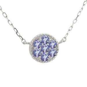 タンザナイト ネックレス プラチナ パヴェ ミル打ち ネックレス クリスマス ポイント消化