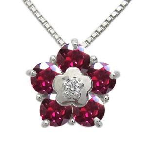 花 ネックレス ルビー K18 ペンダント レディース 人気_5