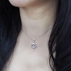 ダイヤモンド ネックレス 唐草 オープンハート ネックレス K18 ペンダントの画像
