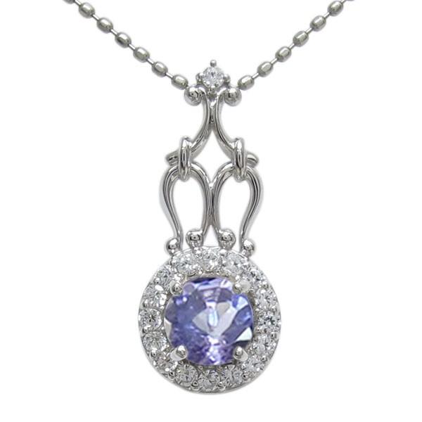 プラチナ 取り巻き ネックレス タンザナイト アンティーク ペンダント クリスマス ポイント消化