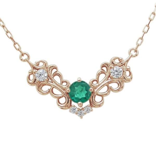 アラベスク アンティーク調 ネックレス エメラルド ネックレス 18金