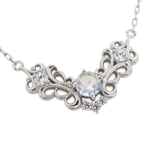 ネックレス レディース ロイヤルブルームーンストーン プラチナ ネックレス レディース 唐草 ペンダント クリスマス ポイント消化の画像