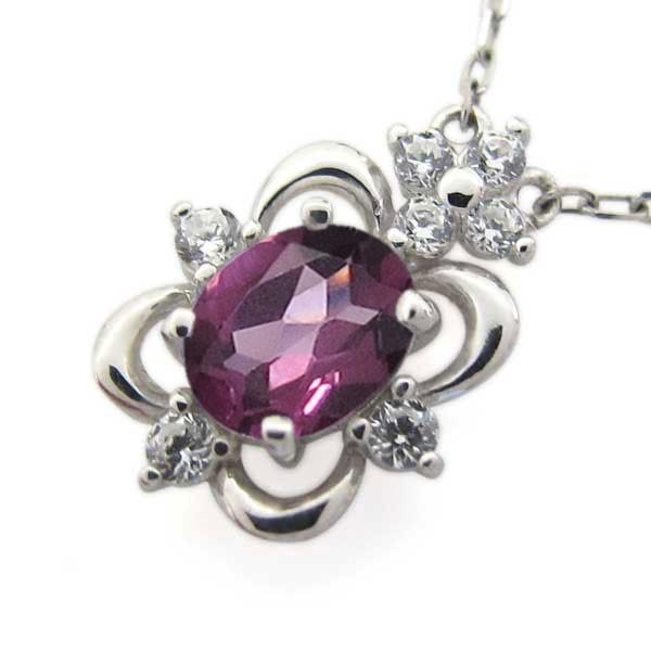 ロードライトガーネット ネックレス 一粒 アンティーク ペンダント K18