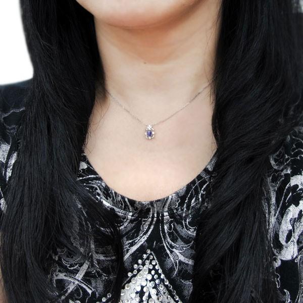 ネックレス レディース アメジスト オーバル シルバー 40代 50代 アメジスト オーバル 約