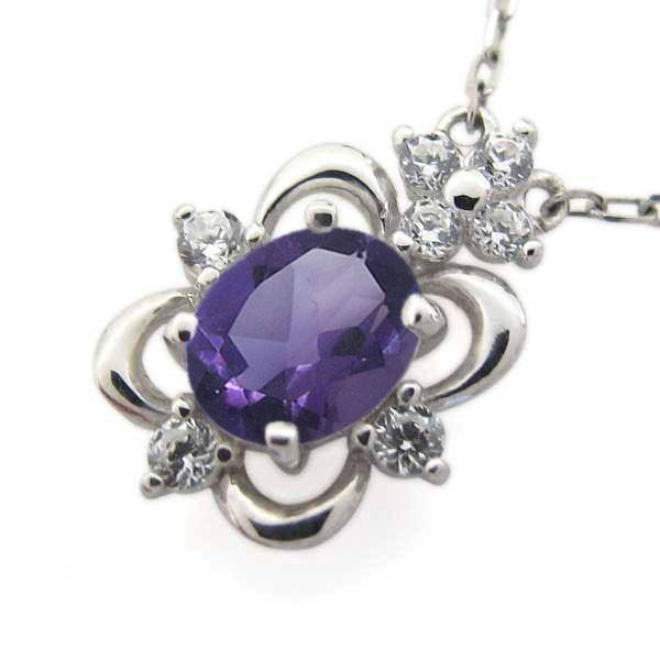 ネックレス レディース アメジスト オーバル シルバー 40代 50代 アメジスト オーバル 約