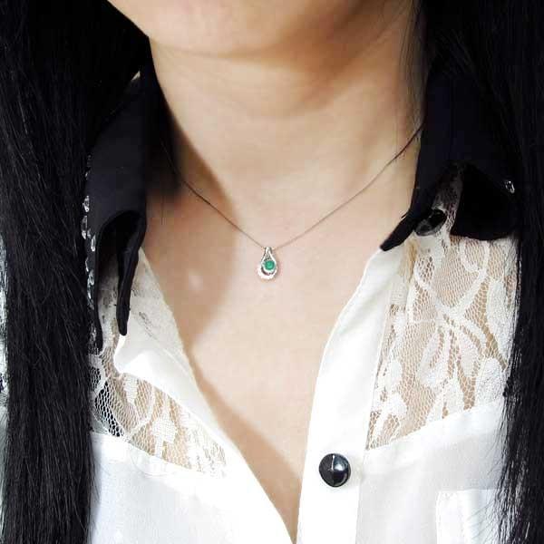 プラチナ エメラルド しずく ネックレス アンティーク 雫 ペンダント クリスマス ポイント消化の画像