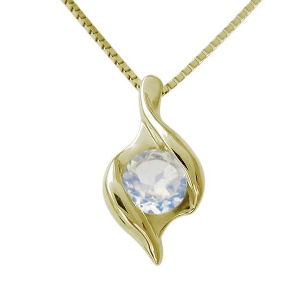 ロイヤルブルームーンストーン・エレガント・ネックレス・ シンプル・ペンダント・10金