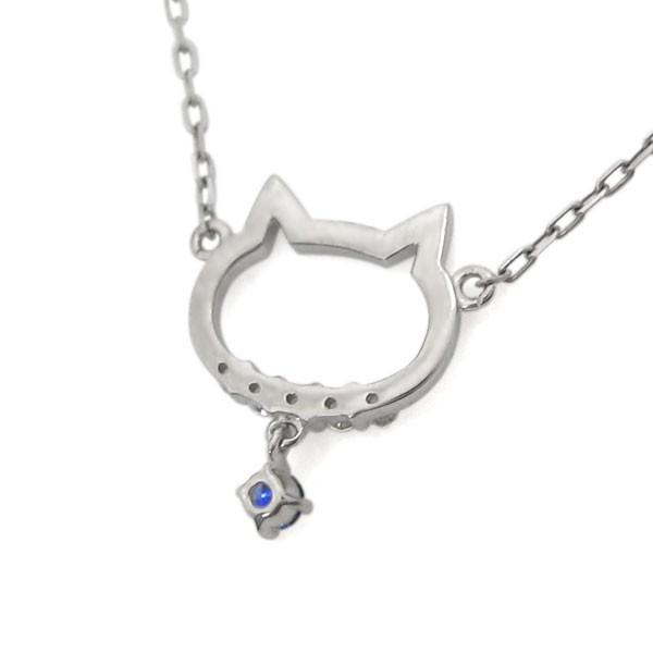 サファイア キャットフェイス ネックレス 猫 ネコ ペンダント 10金_3