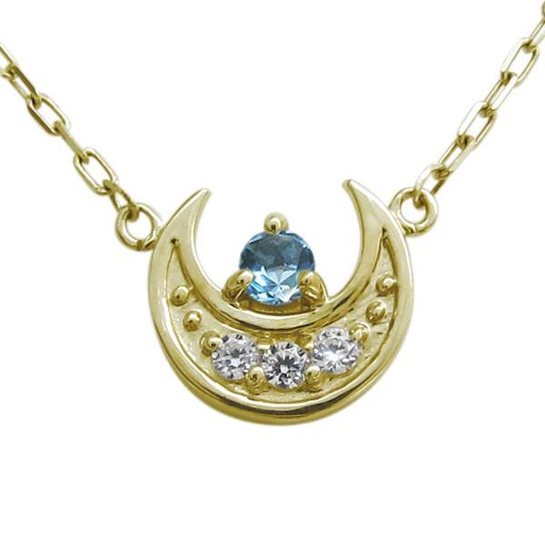 ブルートパーズ 三日月ネックレス ムーン ペンダント 10金