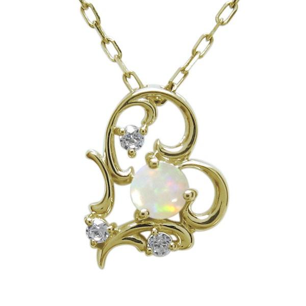 オパール ハート ネックレス 唐草 アラベスク ペンダント