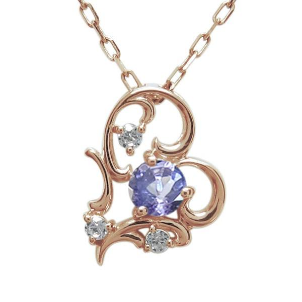 ハートネックレス タンザナイト ネックレス 唐草 10金 ペンダント