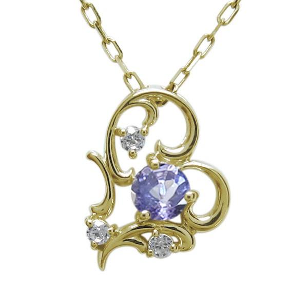 タンザナイト ハート ネックレス 唐草 アラベスク ペンダント