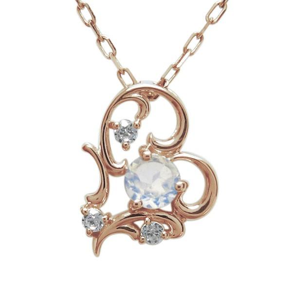 ハートネックレス ロイヤルブルームーンストーン ネックレス 唐草 10金 ペンダント