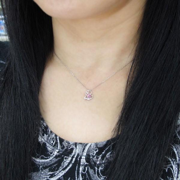 ピンクサファイア ハート ネックレス 唐草 アラベスク ペンダント_2