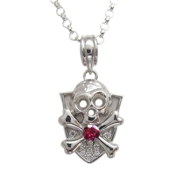 【訳あり・新品】 ルビーネックレス メンズ 髑髏 ドクロペンダント 18金 【KUE4385338295】(157741円)