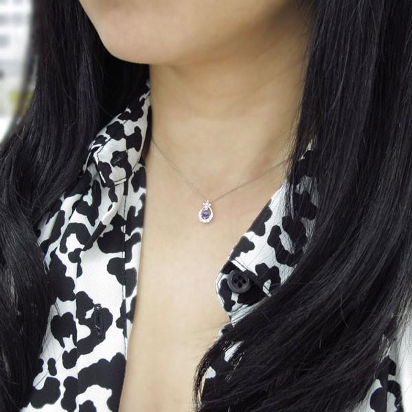 匿名配送 クロスネックレス アメジスト 雫 ティアドロップ ペンダント K18 【JSB1133413666】(40769円)